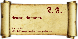 Nemec Norbert névjegykártya